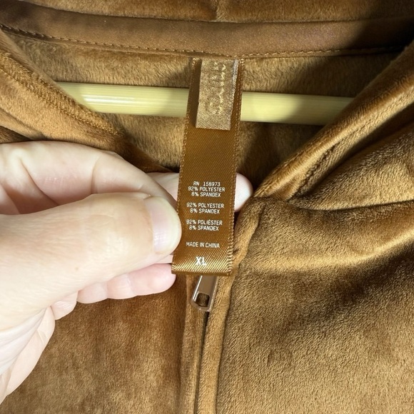 NWOT Skims Velvet Full Zip Cropped Hoodie in Copper Brown Size XL - Picture 9 of 9